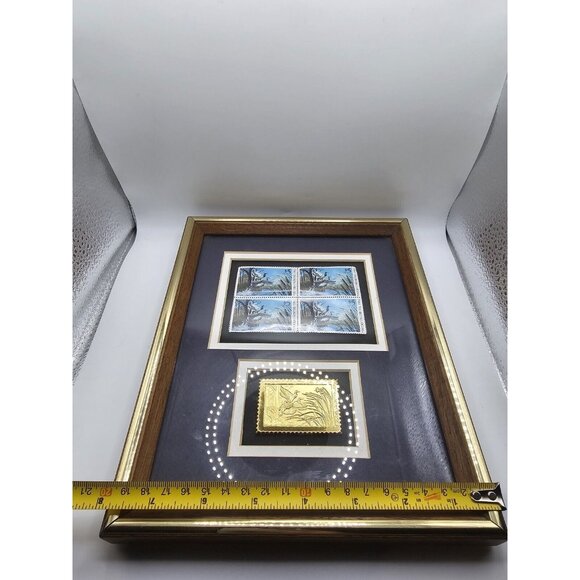 1992 Ducks Unlimited 5$ Stamps With Gold Stamp In Original Frame 8x10 Frame - Picture 10 of 11